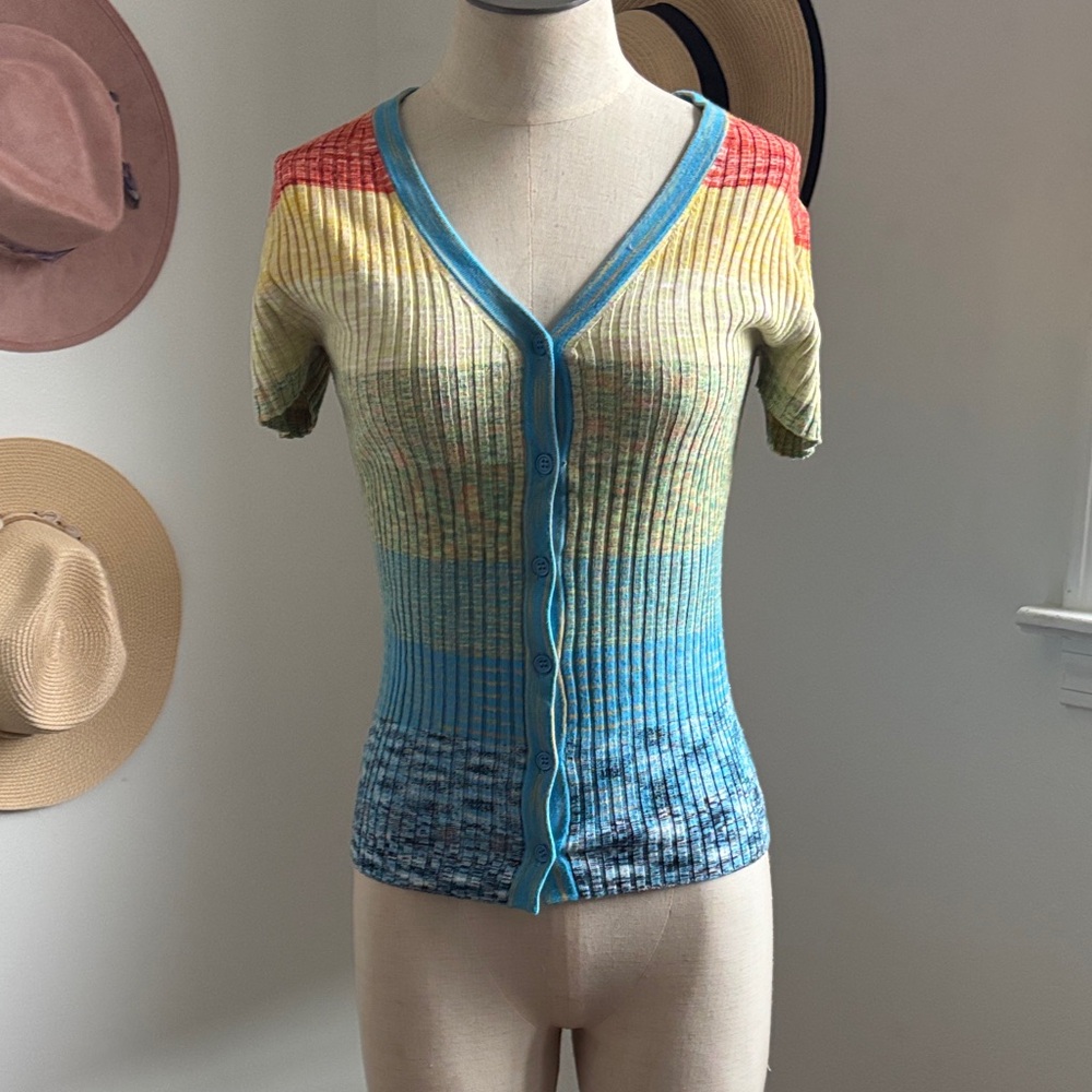 STAUD Multicolor Striped Knit Top